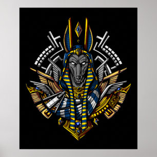 Poster Faraó antigo do lobo de Anubis do deus egípcio