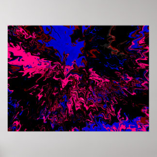 Poster Farbexplosion Blau-Rot