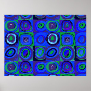 Poster Farbstudie Quadrate Praça Azul Círculos
