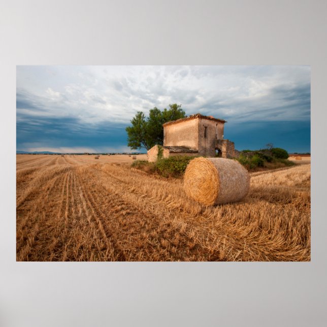 Poster Fardo de feno no campo da Provença (Frente)