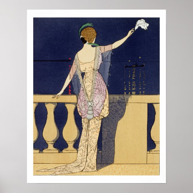 Pôster Farewell at Night, design for an evening dress by (Frente)