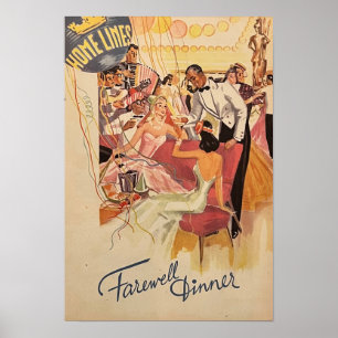 Poster Farewell Dinner Vintage Cover Design