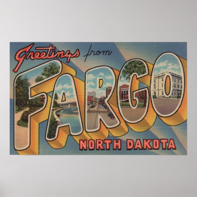 Poster Fargo, Dakota do Norte - Cenas em Larga Letra (Frente)