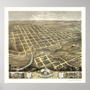 Pôster Faribault, mapa panorâmico do manganês - 1869