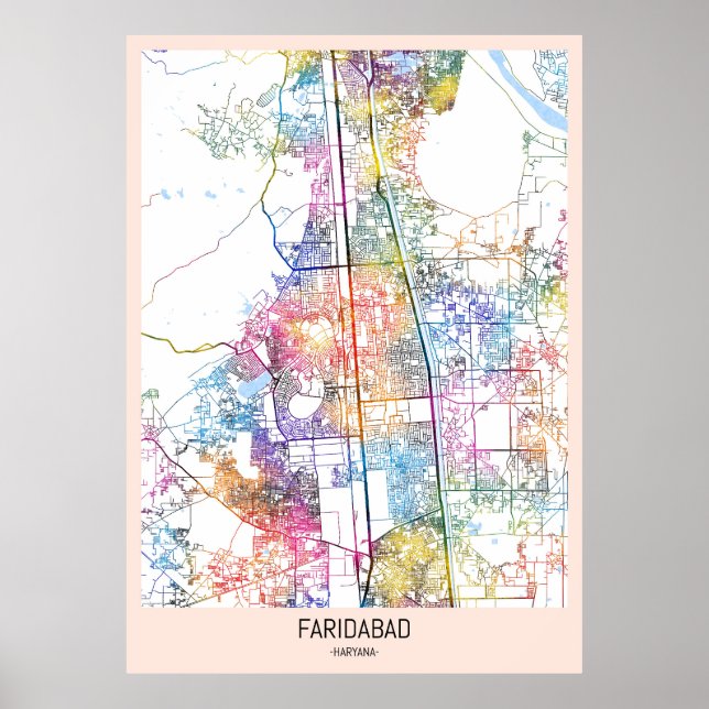 Poster Faridabad Haryana city Map (Frente)