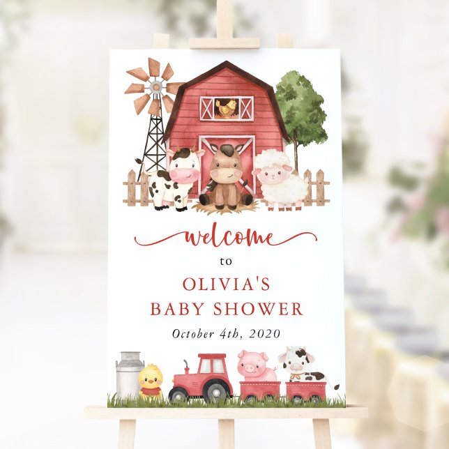Poster Farm Animals, Cute Animals, Baby Shower Welcome (Criador carregado)