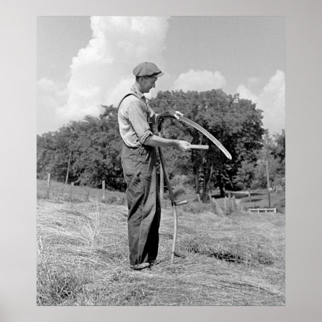 Pôster Farmer Sharening Scythe, 1937 (Frente)
