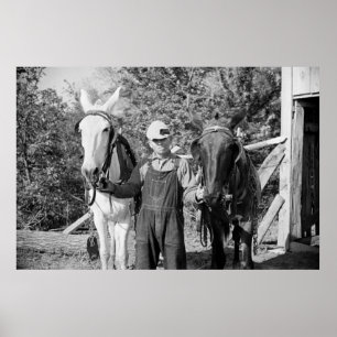 Poster Farmer with Plow Horses, 1930s