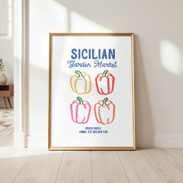 Poster Farmer's Market Peppers Kitchen Wall Art