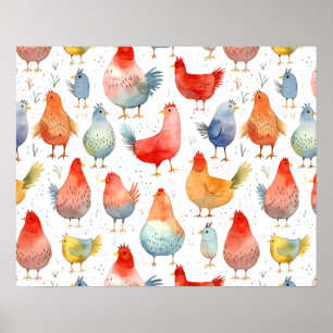 Poster Farmhouse Chickens