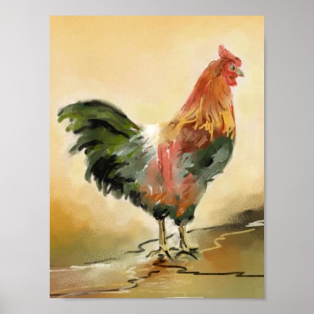 Poster Farmhouse Country Rooster (Frente)