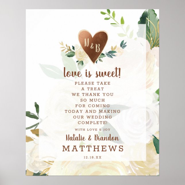 Poster Farmhouse Fresh Rustic Love is Sweet Wedding Sign (Frente)