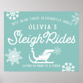 Poster Farmhouse Holiday Sleigh Rides Família Personaliza