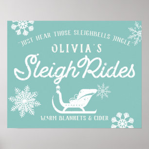 Poster Farmhouse Holiday Sleigh Rides Família Personaliza