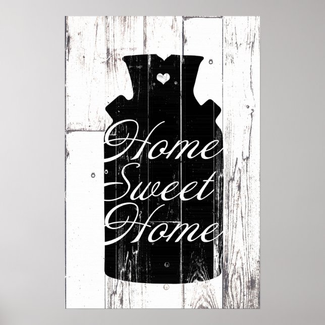 Poster Farmhouse White Wood Russe Leite Jug Home Wall Art (Frente)