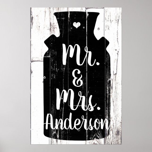 Poster Farmhouse White Wood Russe Leite Jug Home Wall Art (Frente)