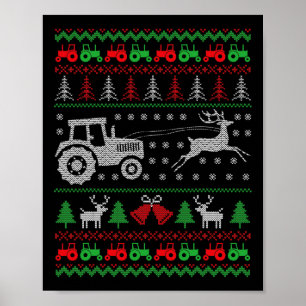 Poster Farming Trator Reindeer Fazenda Funny Farmer Ugly