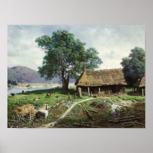 Poster Farmstead do beira-rio, 1858
