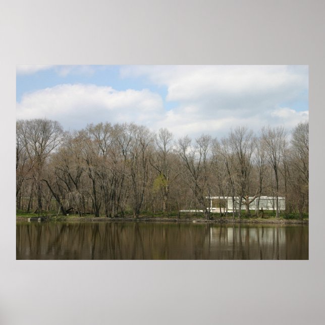 Pôster Farnsworth House, Reflexão Fluvial (Frente)