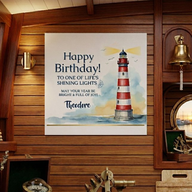 Poster Faro Aniversário Luz Radiante (Beautiful gift for lighthouse lovers)