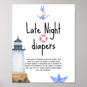 Poster Faro em aquarela - Fraldas Noturnas
