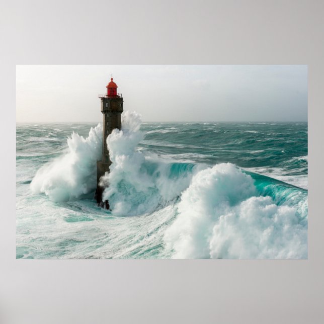 Poster Faróis | Jument Lighthouse Ouessant França (Frente)