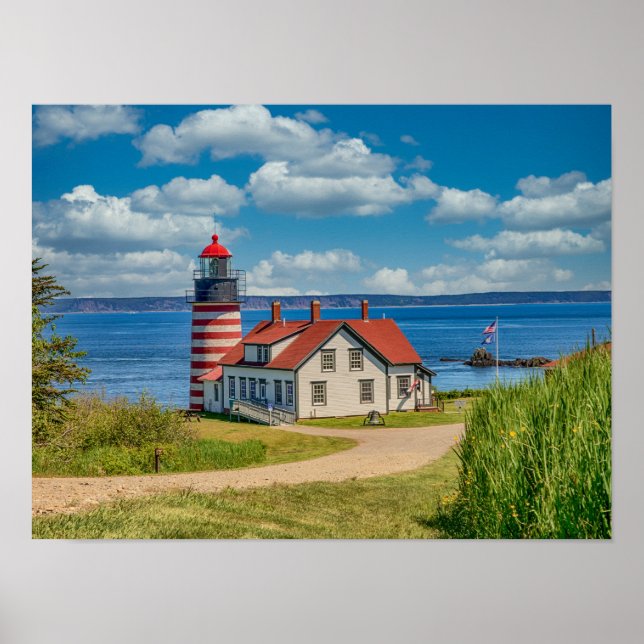 Poster Farol 16x12 West Quoddy Head, Lubec, Maine (Frente)