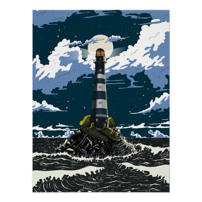 Pôster Farol à Noite (Frente)