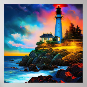Poster Farol ao pôr do sol