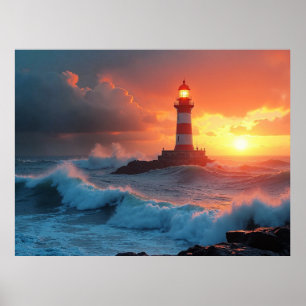 Poster Farol ao Pôr do Sol