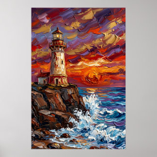 Poster Farol ao Pôr do Sol Dramático
