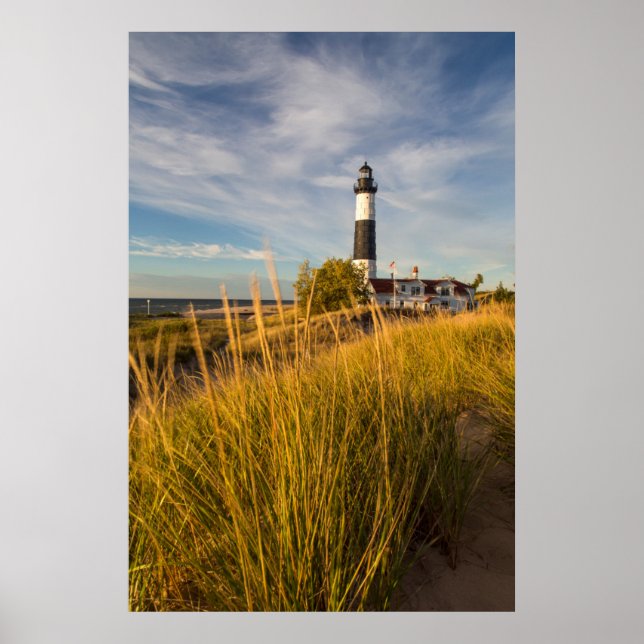 Poster Farol Big Sable Point no Lago Michigan (Frente)