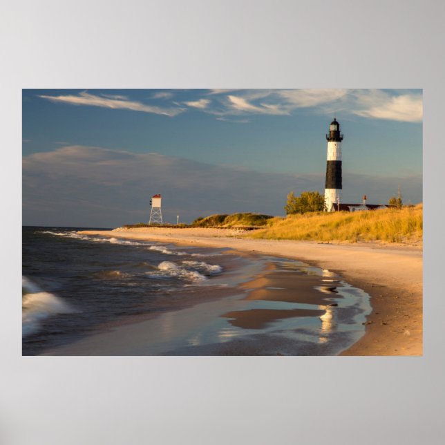 Pôster Farol Big Sable Point no Lago Michigan 2 (Frente)