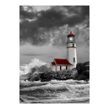 Farol Cabo Blanco em preto e branco