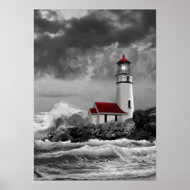 Poster Farol Cabo Blanco em preto e branco (Frente)