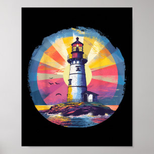 Poster Farol Casa à Beira-Mar Vela Mar Praia Barco