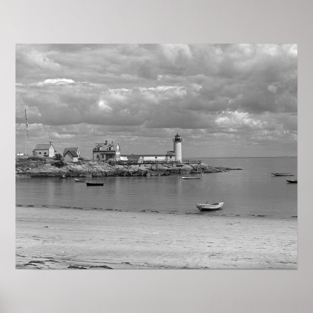 Poster Farol de Annisquam Harbor, 1910. Foto Antiga (Frente)