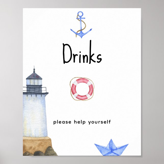 Poster Farol de aquarela - Bebidas (Frente)