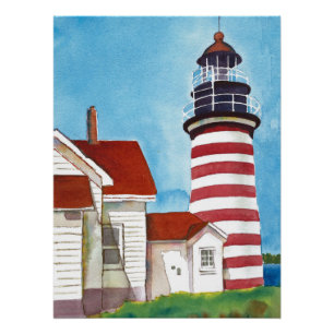 Pôster Farol de Cabeça Quadrada Ocidental 20"x26,67Poster