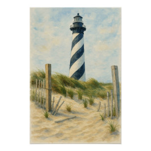 Pôster Farol de Cape Hatteras em Aquarela