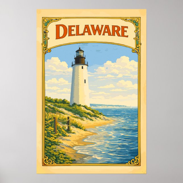 Poster Farol de Delaware Vintage (Frente)