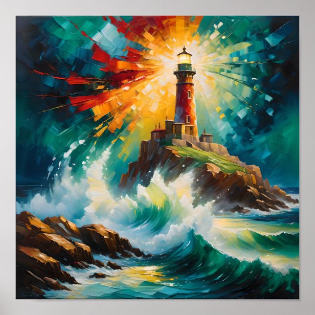 Poster Farol de Luz e Tempestade – Abstrato  (Frente)