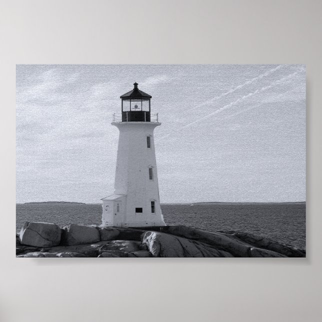 Pôster Farol de Revestimento da Peggy B&W (Frente)