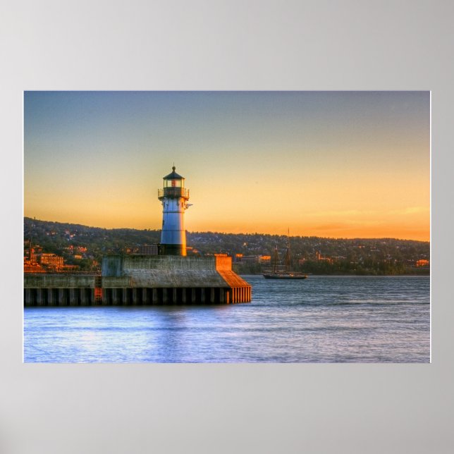 Poster Farol do Pier Norte com navio alto (Frente)
