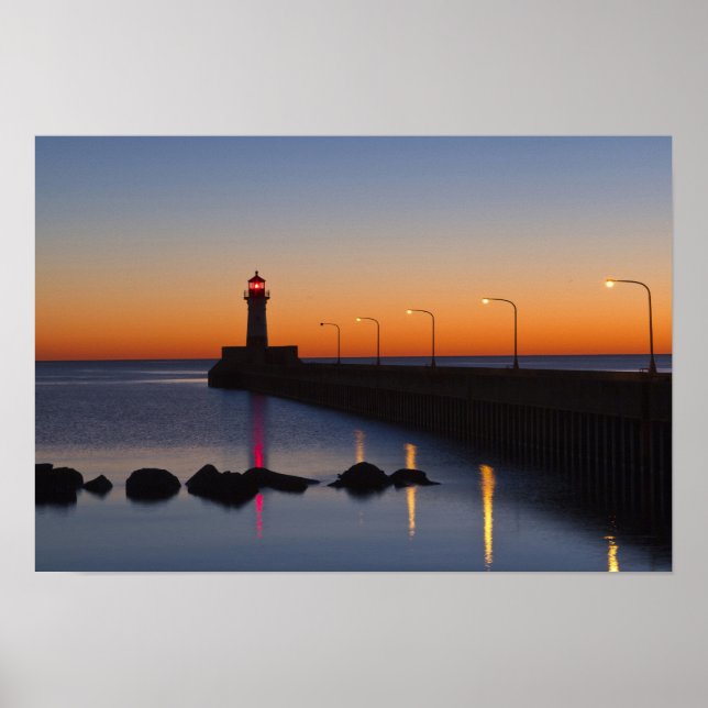 Pôster Farol do píer norte em Duluth, Minnesota, (Frente)