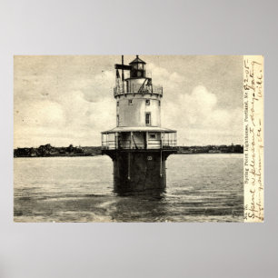 Poster Farol do ponto do primavera, Portland Maine 1905