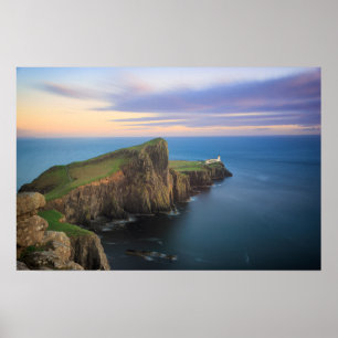 Poster farol do ponto Neist em Skye ao pôr do sol