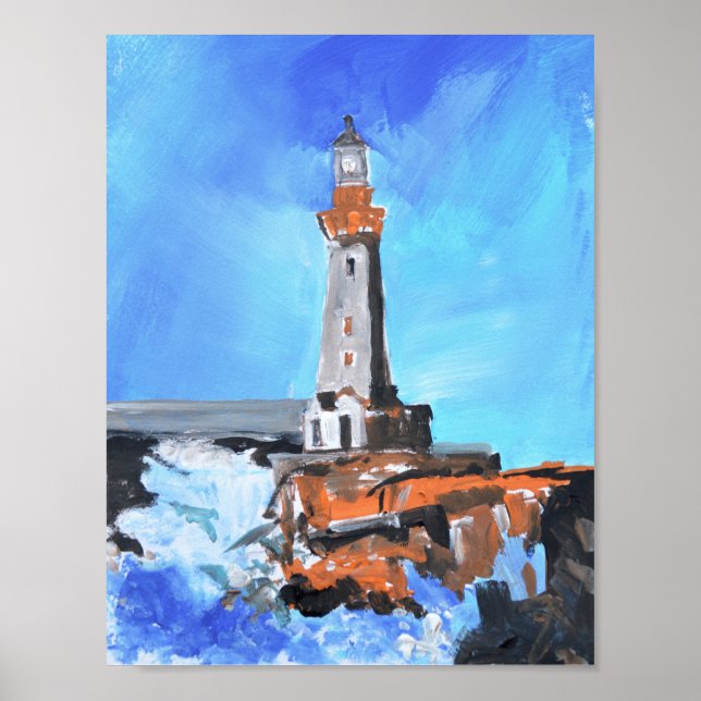 Poster Farol Dramático & Ondas Agitadas (Frente)