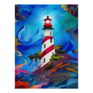 Pôster Farol em uma tempestade
