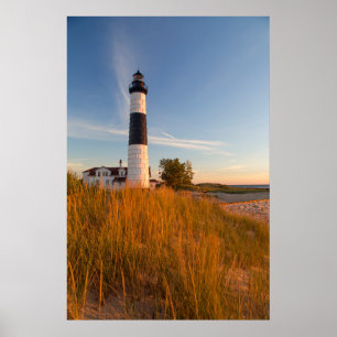 Poster Farol Grande De Ponto De Calda No Lago Michigan 3